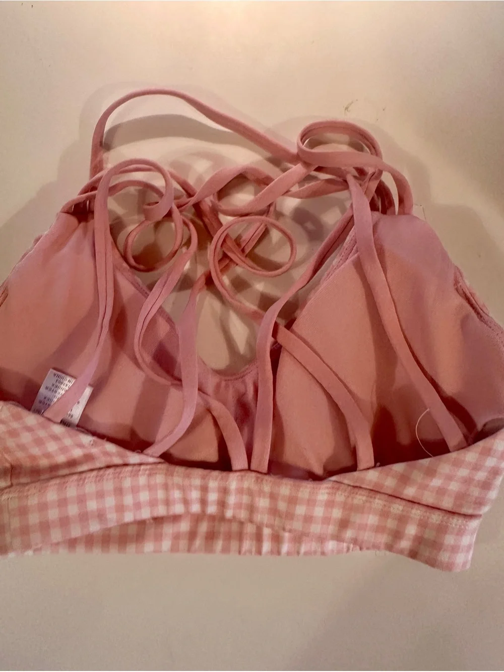 Pink Gingham Strappy Bralette/Leggings Set